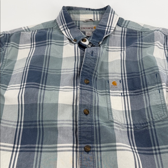 CARHARTT Relaxed Fit Lightweight Short Sleeve Button Up Shirt Mens Large Tall - Picture 4 of 11